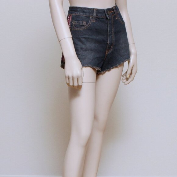 BDG Urban Outfitters High Rise Aztec Cheeky Jean Shorts - Picture 1 of 9